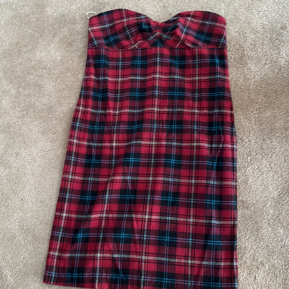 Plaid strapless dress - never worn with tags from south moon under